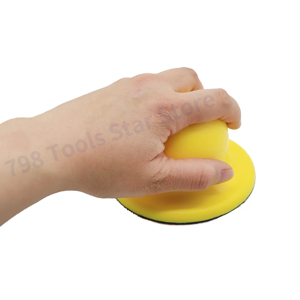 2PCS 4 Inch Round Hand Sanding Block Hook and Loop Hand Foam Sanding Block Hand Grinding Blocks for Woodworking Metal Polishing