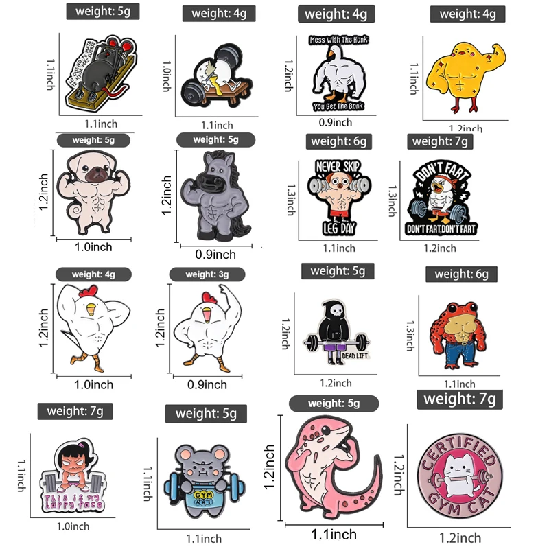 Funny Creative Egg Fitness Weight Lifting Enamel Pin Cartoon Humor Gym Fitness Muscular Animal Brooch Lapel Badge Jewelry Gifts