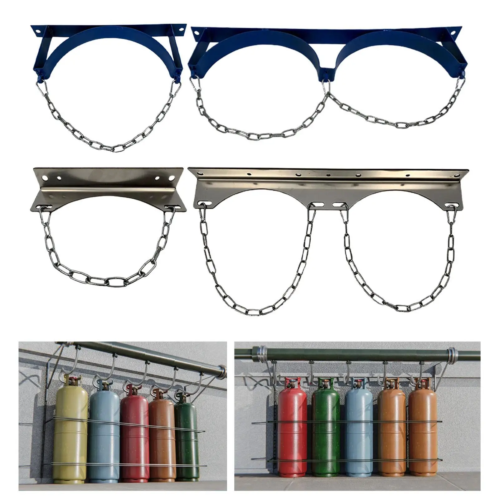 가스 실린더 브래킷 가스 탱크 벽 홀더 1 또는 2 병용 벽걸이 형 가스 병 랙 마운트 프로판 실린더 실험실 홈