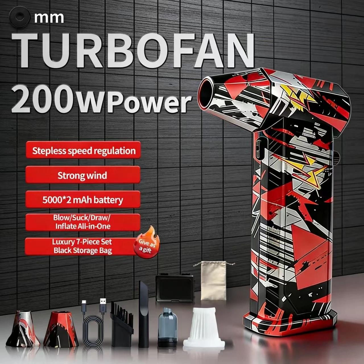 

650000 RPM Turbo Jet Vacuum Cleaner X9, Wireless Compressed Air Duster, High-Speed Blower, Portable Turbo Fan