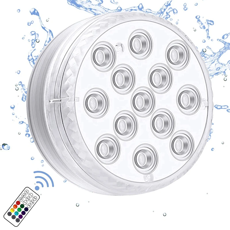 

Submersible Led Pool Lights,16 Colors Underwater Pond Lights With Remote, Waterproof With Suction Cup Hot Tub Light