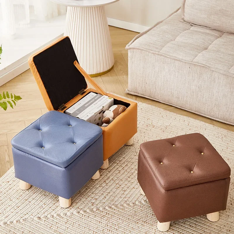 Storage Child Stool – Household Sofa Footstool, Living Room Tea Table Stool, Small Footstool for Shoes, Compact Storage Bench