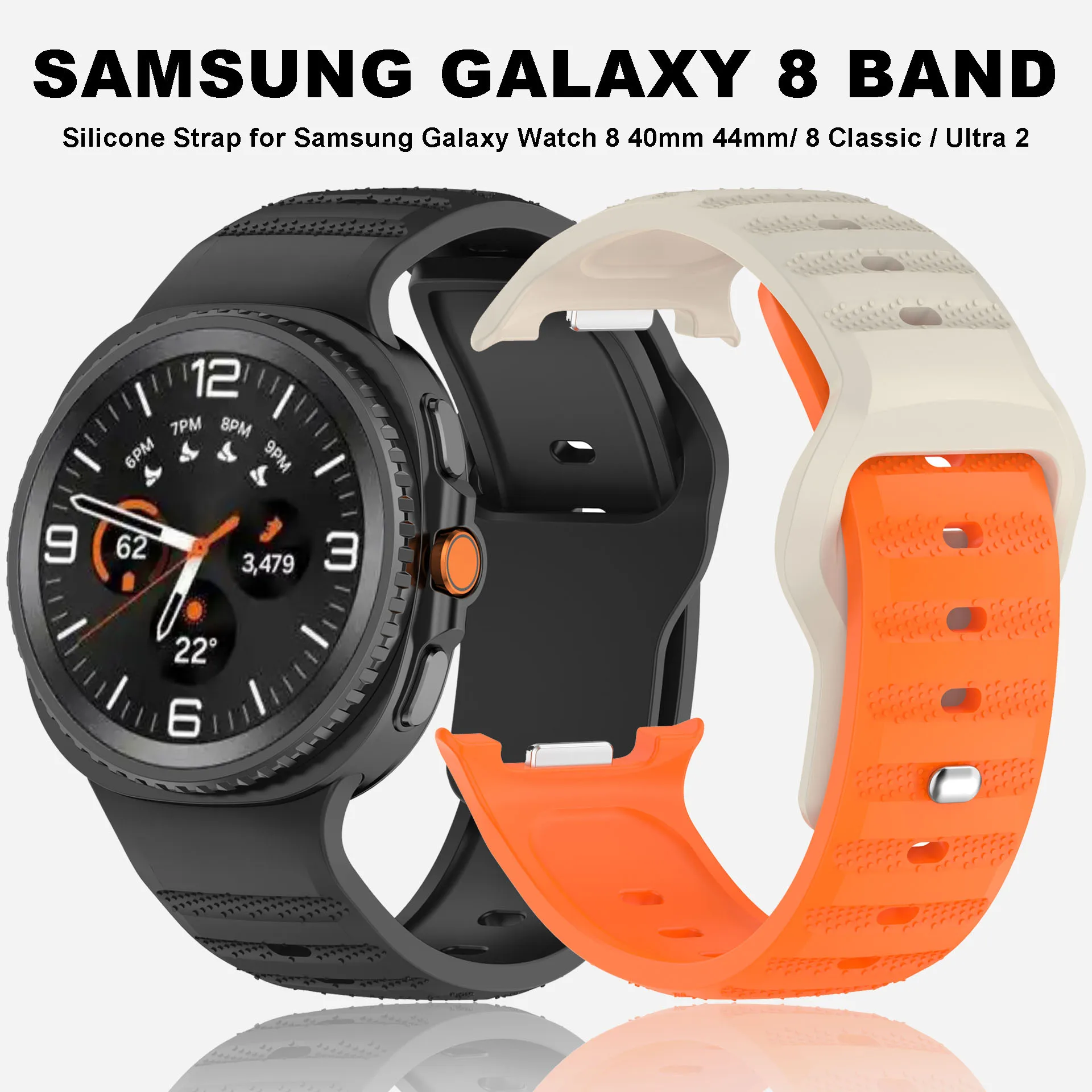 

Silicone Strap For Samsung Galaxy Watch 8 40MM 44MM/Watch 8 Classic/Watch Ultra 2 Sport Watchband Replacement Bracelet Straps