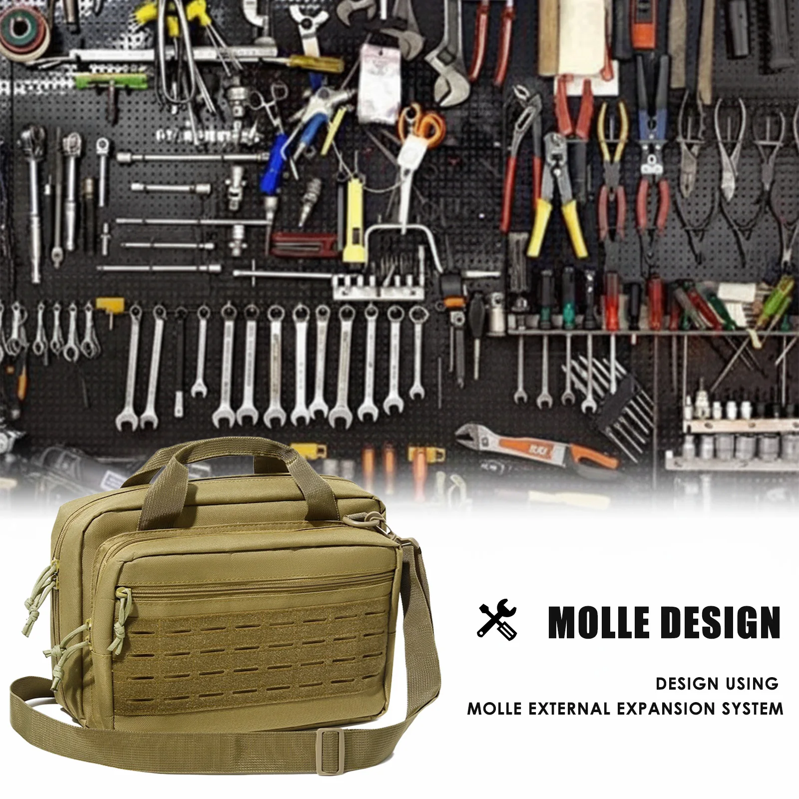 600D Oxford Cloth Tactical Handgun Bag Multi-Pockets Hunting Shooting Tool Lockable Compartment Tactical Bag for Outdoor Hunting