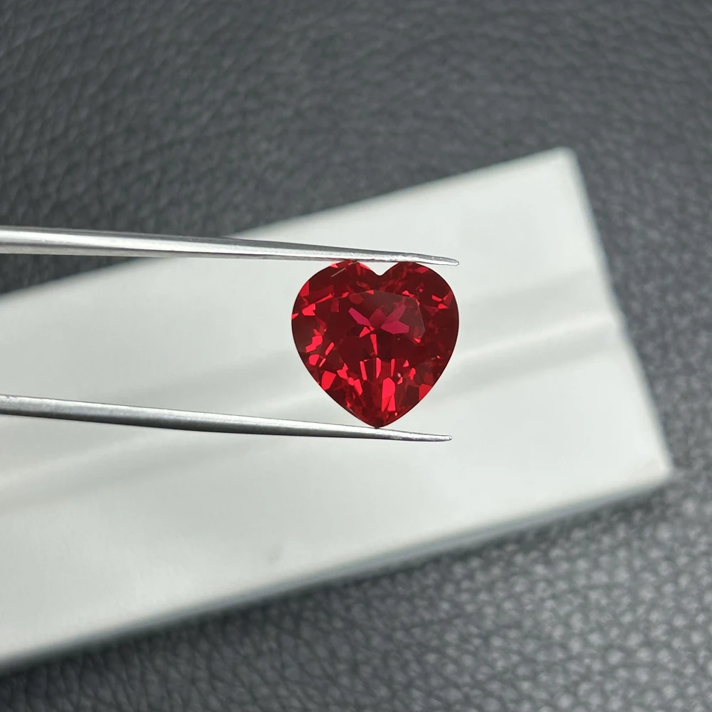 Meisidian Loose Gemstone Heart Cut  12x12mm 8 Carat Lab Created Grown Red Ruby