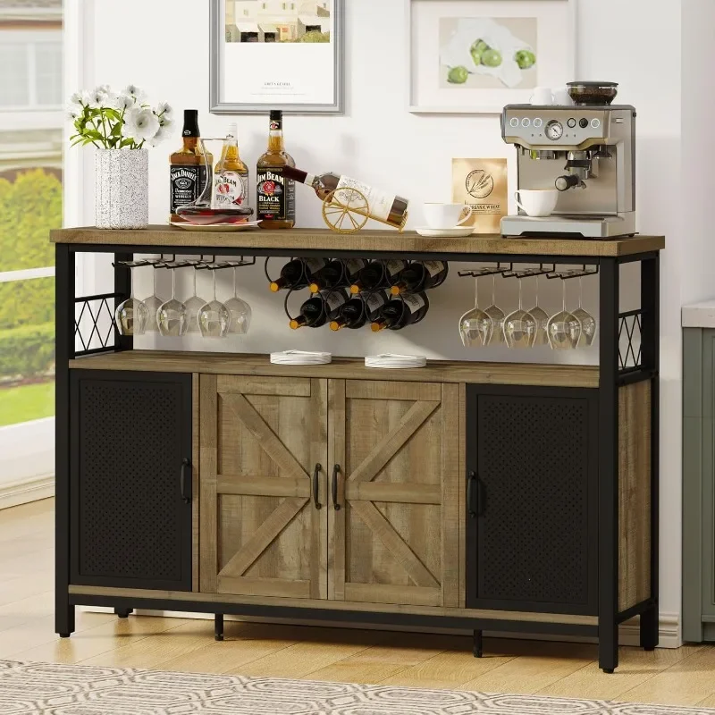 

Liquor Cabinet Bar for Home, Coffee Bar Cabinet with Storage, Farmhouse Sideboard Buffet with Wine Rack