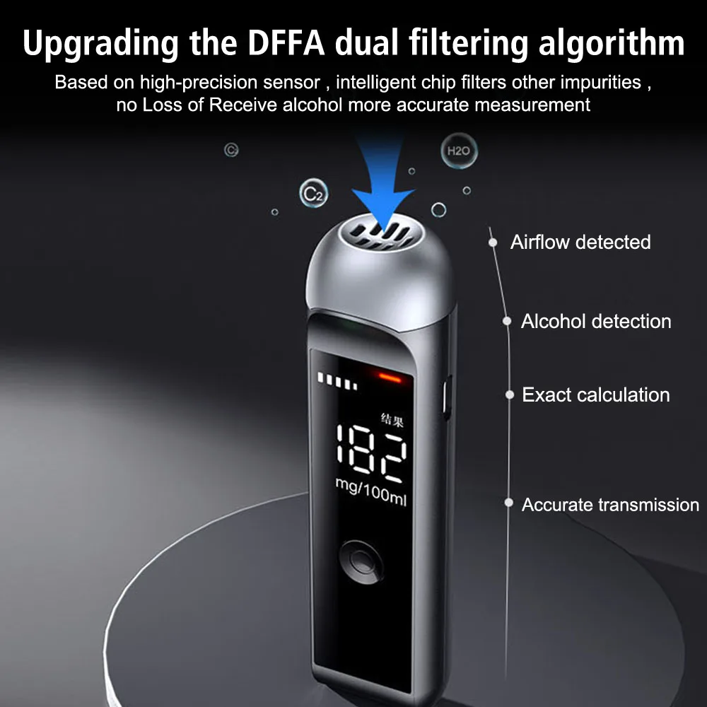 Breathalyzer With Buzzer Warning Portable Alcohol Tester Digital LCD Display 0-200mg/100ml Alcohol Detector Police Alcotester