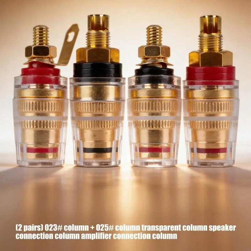 Speaker Connection Terminal Speaker Binding Post Set, 2Pair Clear Binding Posts with Metal Cores for Amplifier Terminal 896C view 3