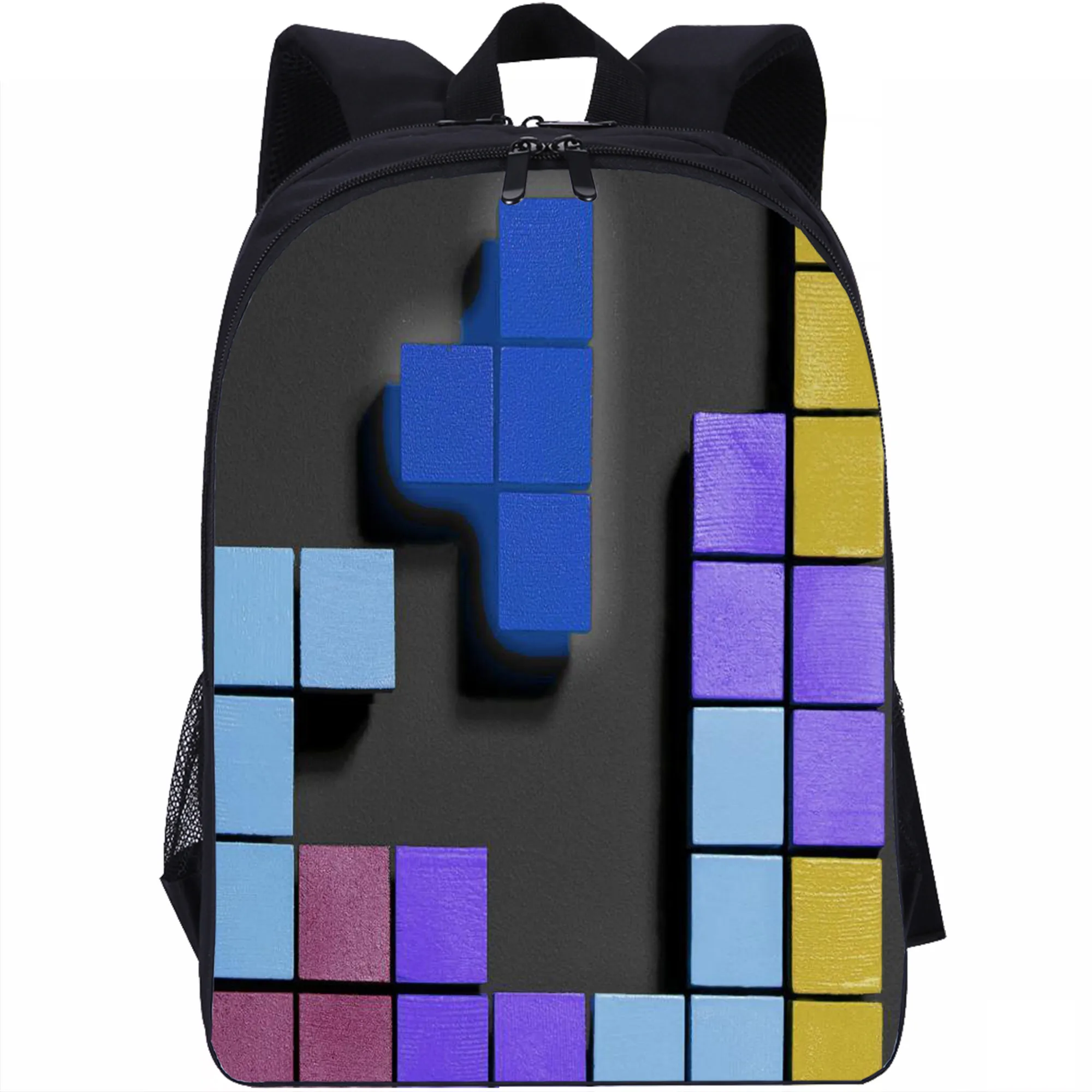 Schul rucksack für Mädchen Jungen 16 Zoll 3D-Würfel Spiel druck im Freien Reises port Kinder rucksack zurück zur Schule Geschenk Bücher tasche