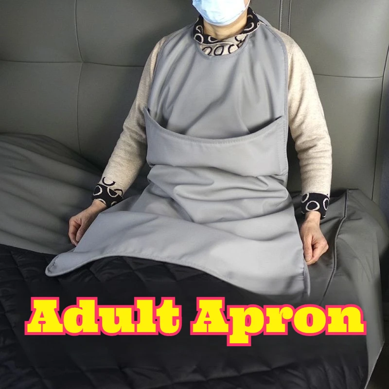 Elderly Adult Mealtime Bib 3D Deep Pocket Waterproof Oil Resistant Anti Leak Washable Reusable Adjustable Large Dining Feeding