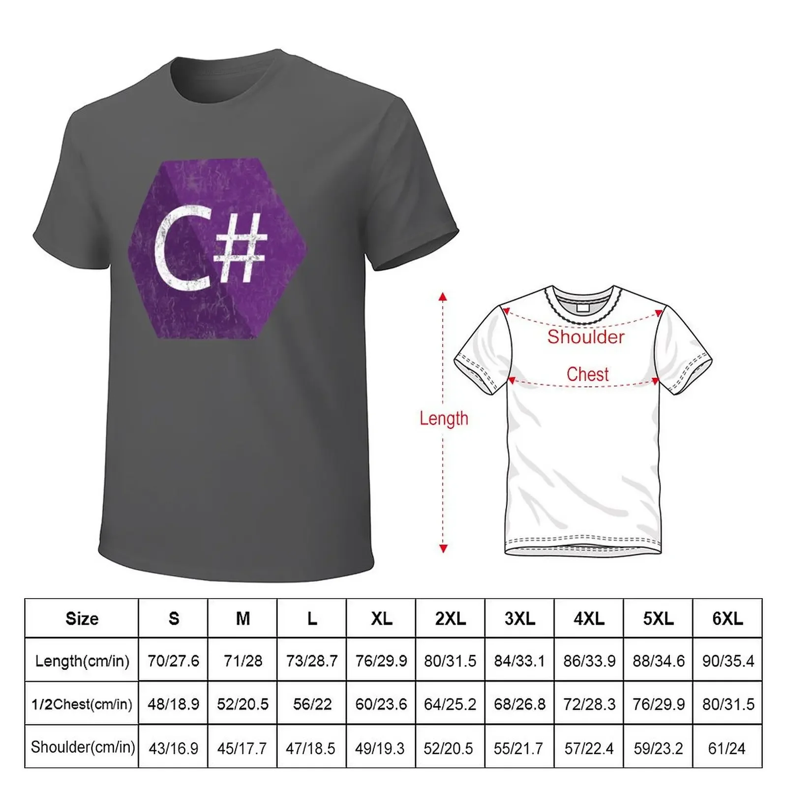 Vintage C# C Sharp Programmer T-Shirt man t shirt hippie clothes tops rapper graphic tees plain black t shirts men