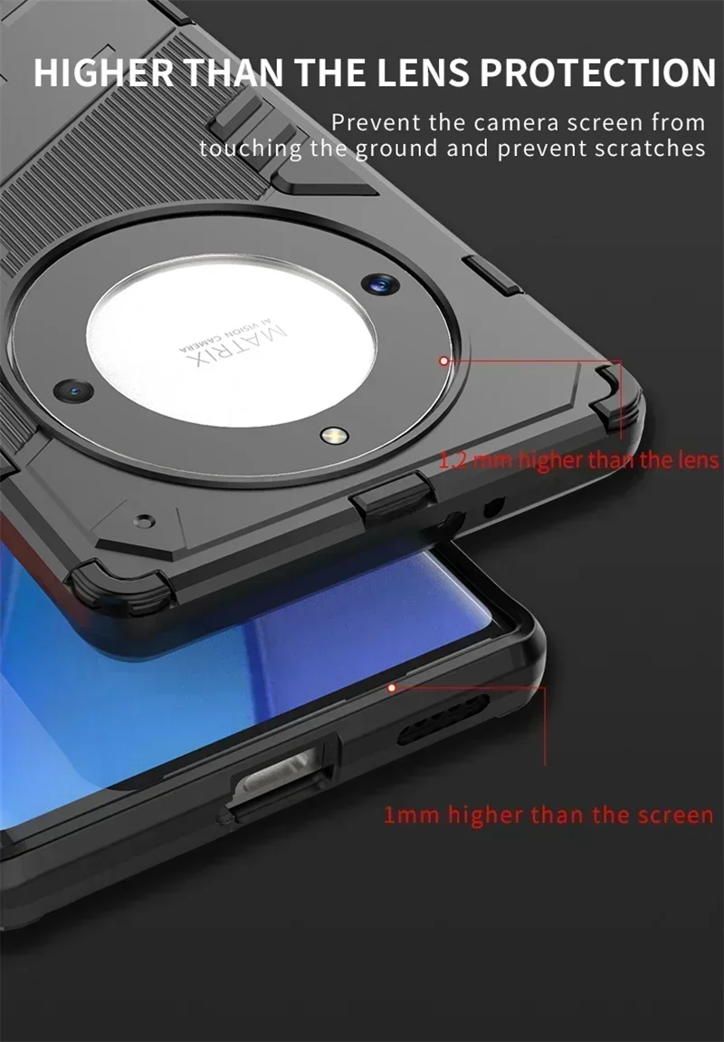 Étui antichoc avec support magnétique pour Honor Magic5 Lite 5G, coque arrière rigide en PC