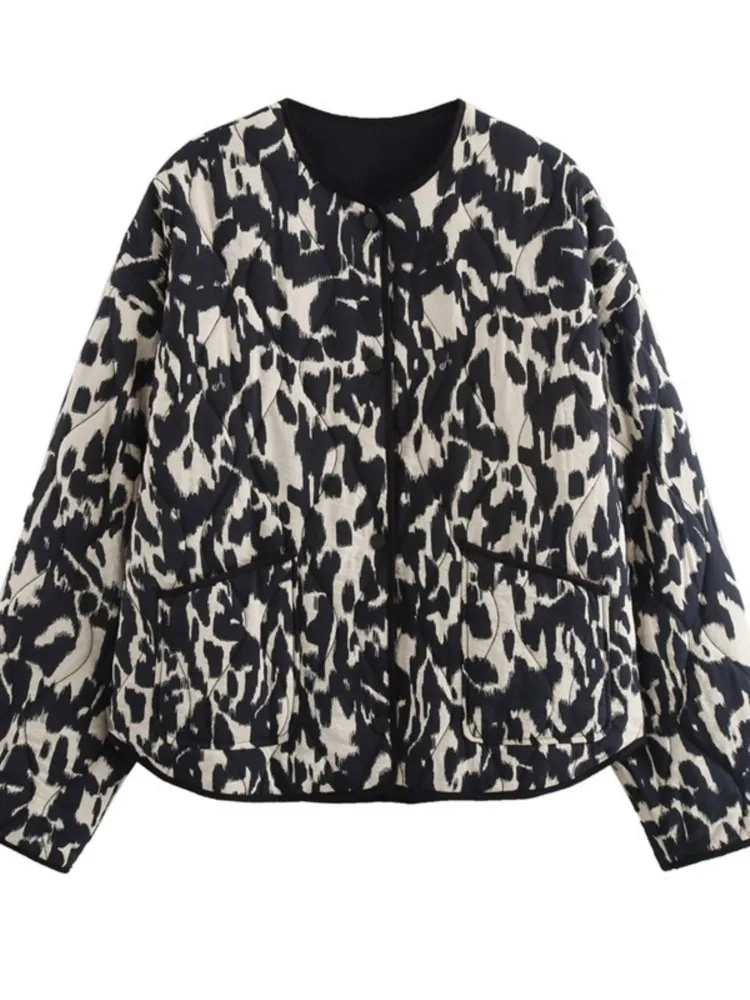 Lightweight Leopard Print Winter Jacket Woman Long Sleeve Pocket Loose Casual New In Coats & Jackets Куртка Зима Женская 2025
