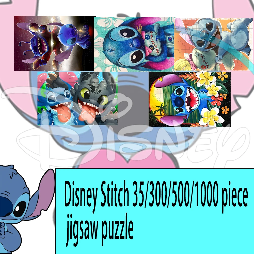 Disney Stitch Puzzle 35/300/500/1000 Pieces Game Jigsaw Puzzle Educational Decompressed Toys Gifts