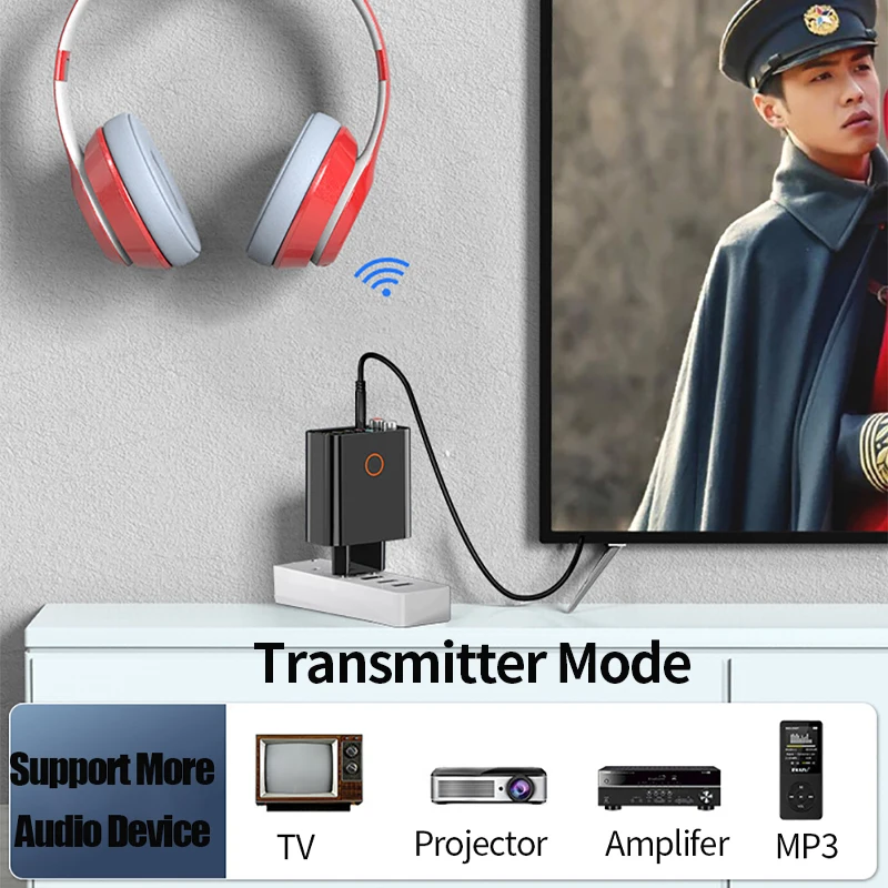 tebe 2 In 1 Bluetooth 5.0 Receiver Transmitter 3.5mm RCA Wireless Audio Adapter U Disk/TF Play Support APP Control USB Charger