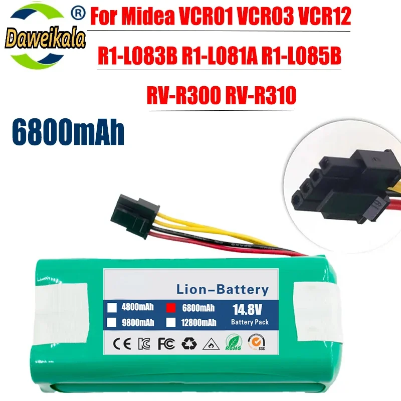 New 6800mAh Battery For Midea VCR01 VCR03 VCR12 Midea R1-L083B R1-L081A R1-L085B Redmond RV-R300 RV-R310 Robot Vacuum Cleaner