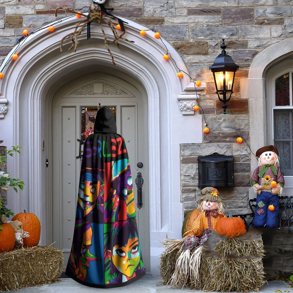 Ace Valentine By Inkylids Gorillaz عباءة طويلة بقلنسوة الساحرة في القرون الوسطى زي كيب الهالوين مصاص دماء الكبار للجنسين