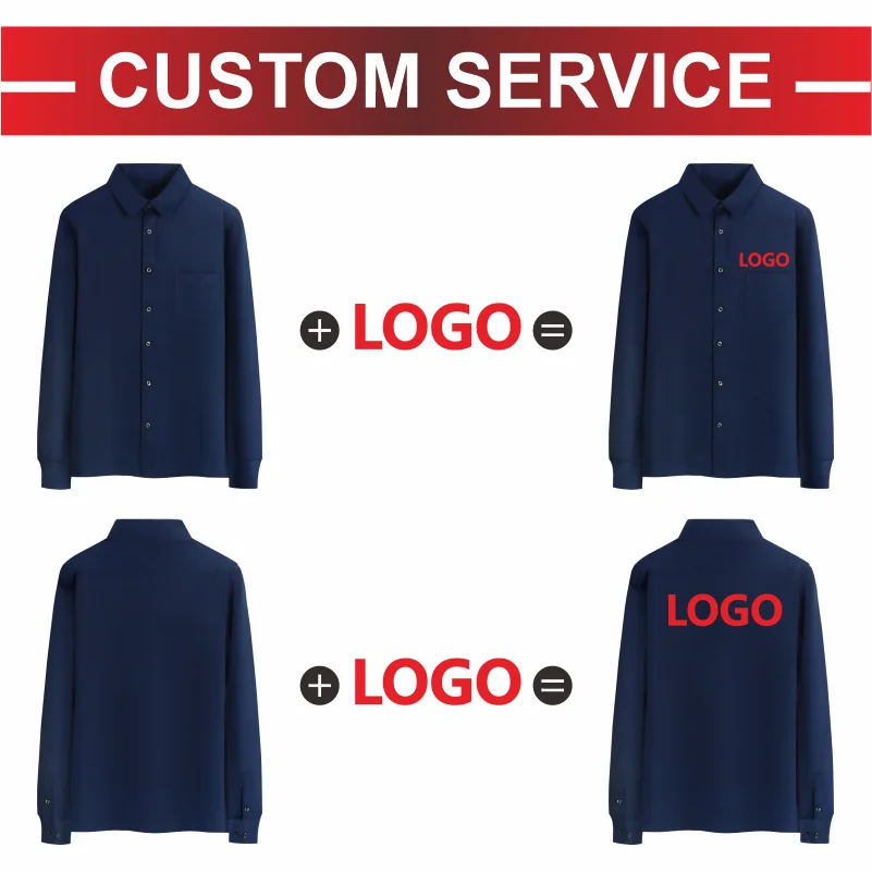 Casual Men's Long Sleeve Business Shirt Custom Logo Excellent Team Personal Professional Shirt Embroidery Printing Brand Design