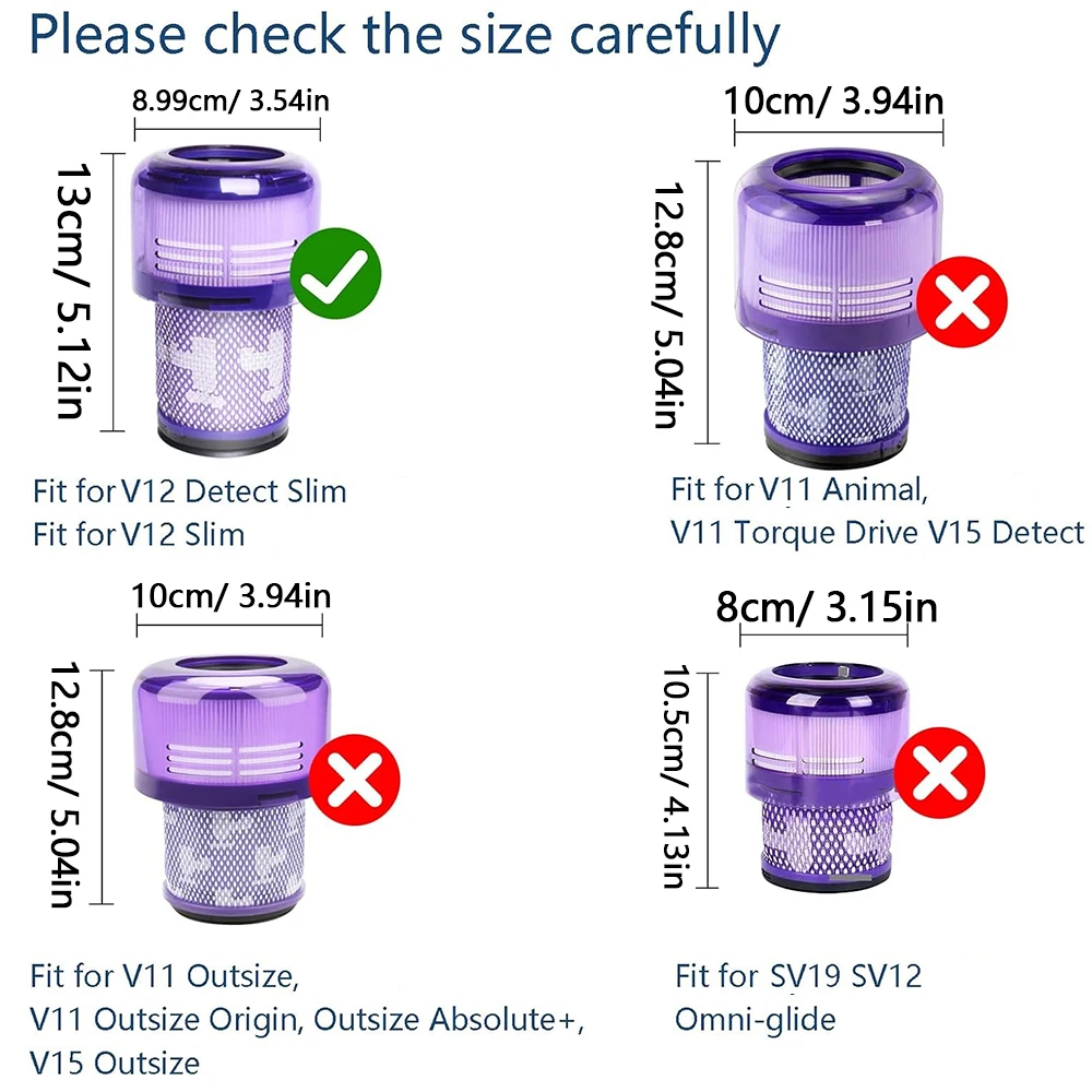 For Dyson V12 Detect Slim Absolute Extra Hepa Filter , Washable Filter, Replacement Filter for Dyson Slim Series Vacuum Cleaner