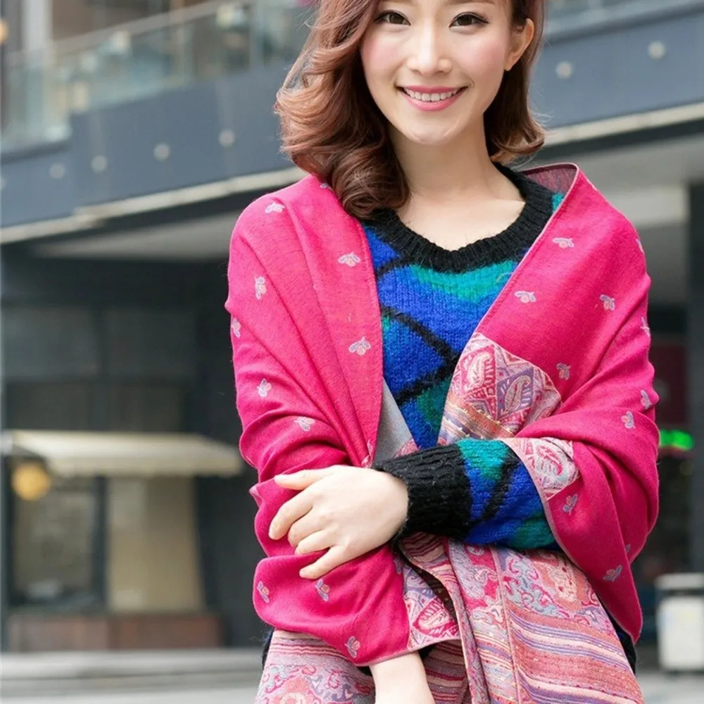 

Retro Long Cashew Jacquard Scarf with Tassel Soft Print Headscarf Polyester Shawls and Wraps