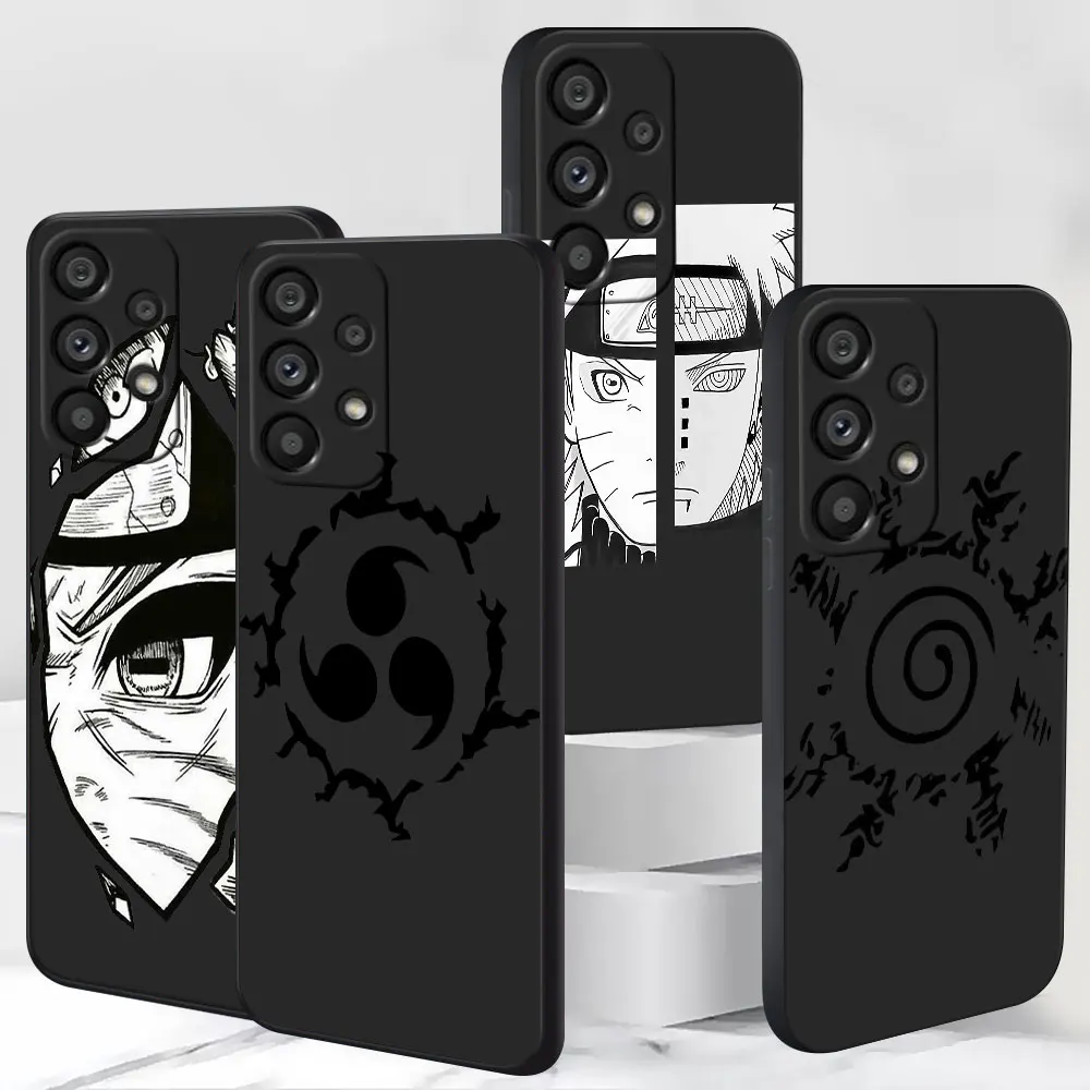Funda de TPU Esmerilada para Samsung Galaxy A10 A10s A20s A70s A06 A9 A7 A8 A04s A50s A5 A04e, Funda Negra para Teléfono con Diseño de Anime Japonés Naruto Comic