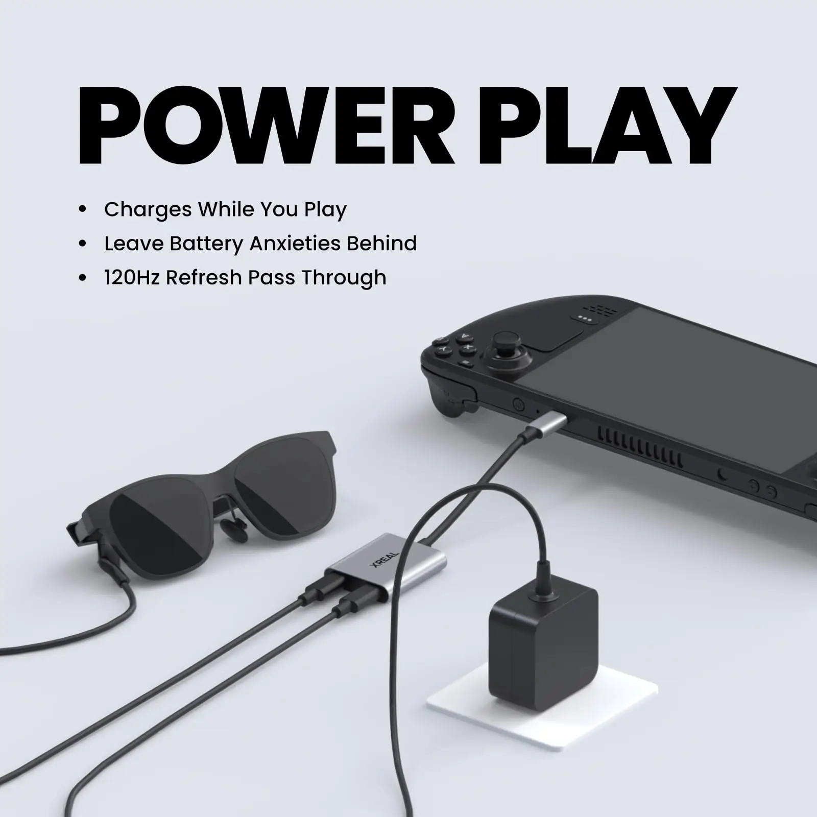 XREAL Hub USB-C 120hz 2in 1, adaptor pengisian daya Cepat PD untuk XREAL AIR/AIR2/Pro/Ultra kacamata Switch PS4 PS5