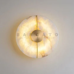 Modern LED Marble Wall Sconce Light Fixture Brass Gold Wall Light Decoration Living Room Bedroom Bedside Lamp Round LED Lighting