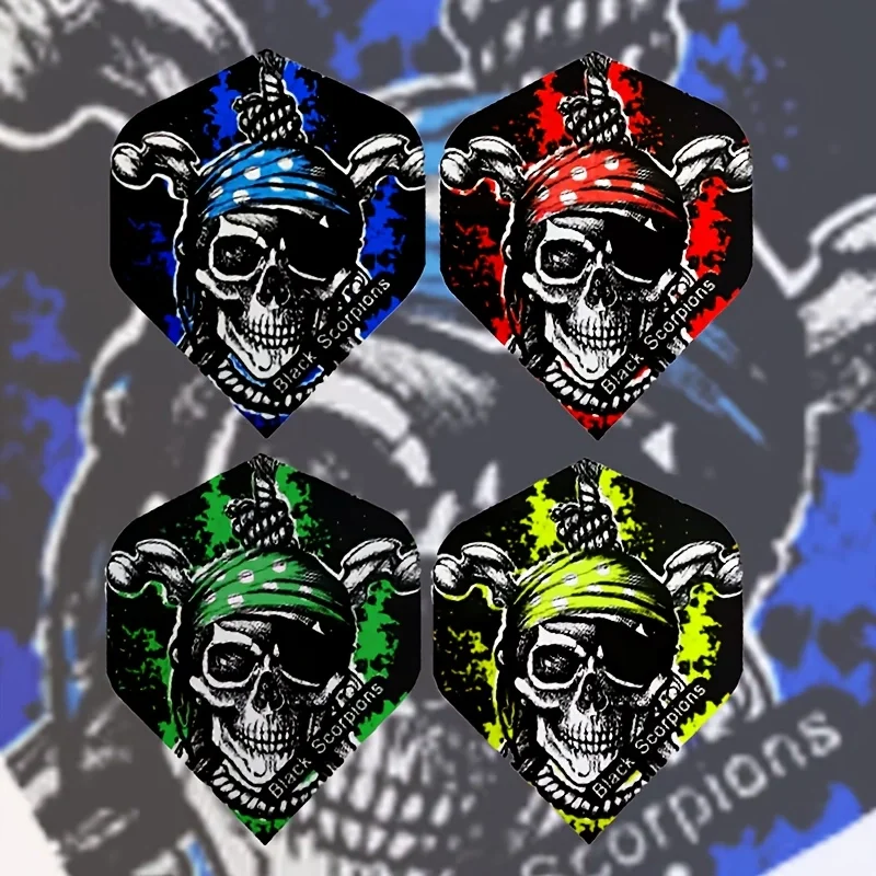 12Pcs Standard Dart Flights Multi-color Skull Pattern PET Dart Wings Tail Replacement For Soft & Steel Tip Darts  Accessories