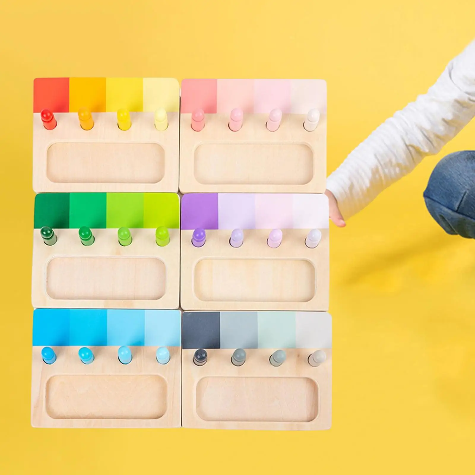 Paleta de cores para aprendizagem precoce, brinquedos educativos, montessori para o exercício, 6 partes