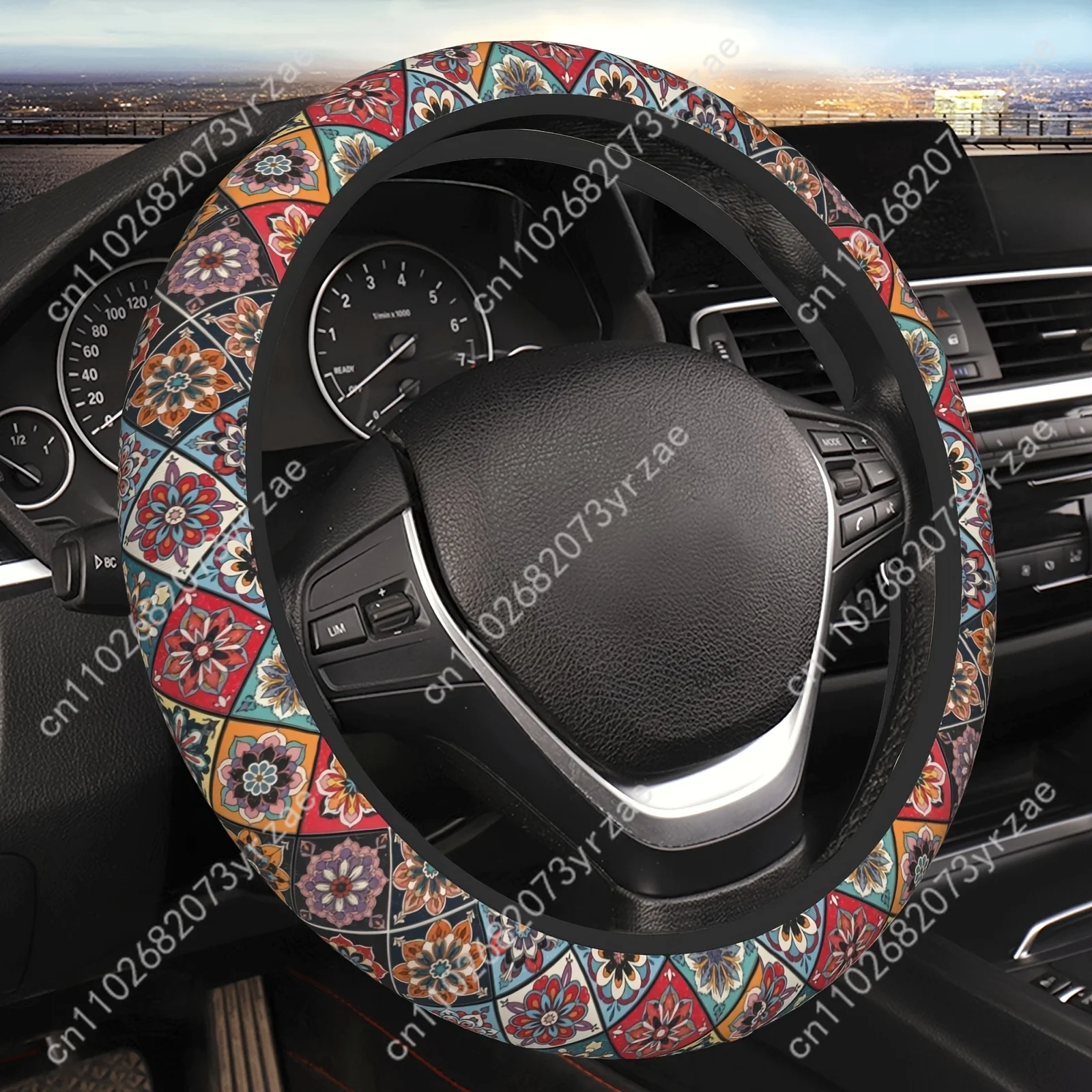 

Mandala Floral Car Steering Wheels Cover Universal Type Environmental Friendly Comfort Non-slip Breathable Steering Wheel Wrap