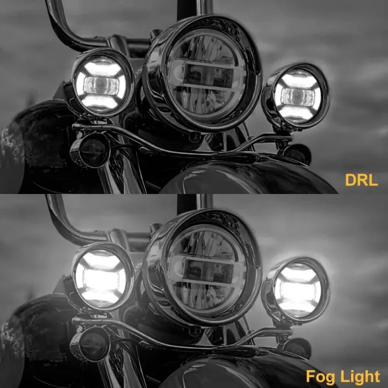 4.5 Inch 30W 2Pcs Round LED Passing Fog Lights DOT Certified Super Bright For Motorcycle Aftermarket Replacement Parts