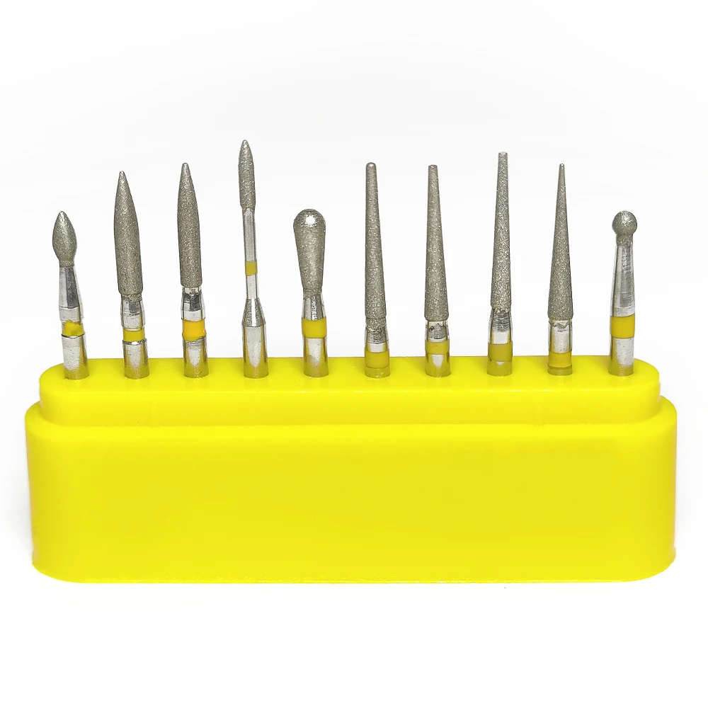 Dental Clinic Kit 10 pieces/set 4106 Extra Fine Yellow Dental Diamond Bur Ceramics / Composite Polishing Dentist Tools