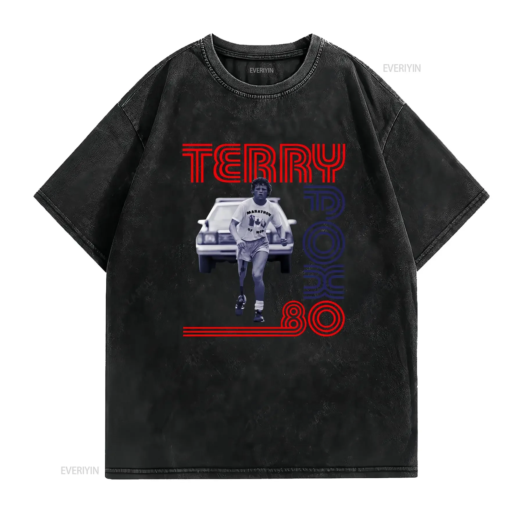 Terry Fox 80 Running T shirt Run Vintage  vintage Washed Unisex designer clothes Slightly homme Versatile graphic Soft
