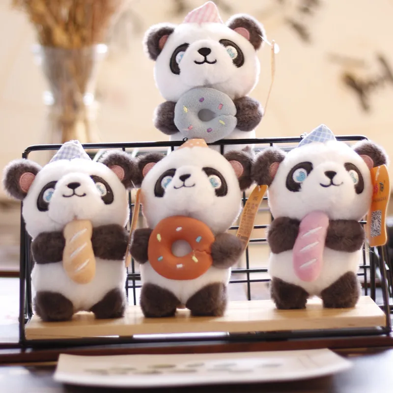 12cm Cartoon Cute Little Panda Plush Toys Kawaii Soft Stuffed Animals Plush Keychain Pendant Kids Backpack Hanging Doll