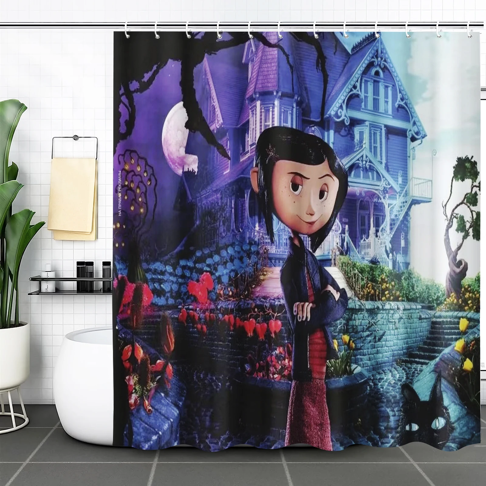 

Аниме мультфильм призрак материнская занавеска для душа полиэстер милые забавные аксессуары цельный экран для ванны полный комплект