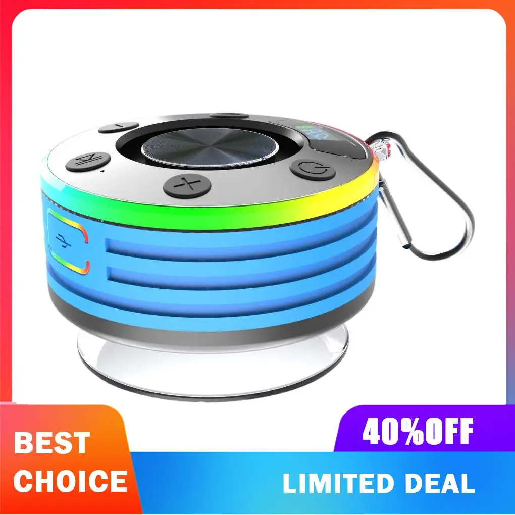 

ABS Subwoofer Sound System Shower Speaker With RGB Color Lights IPX7 Waterproof Portable Speaker