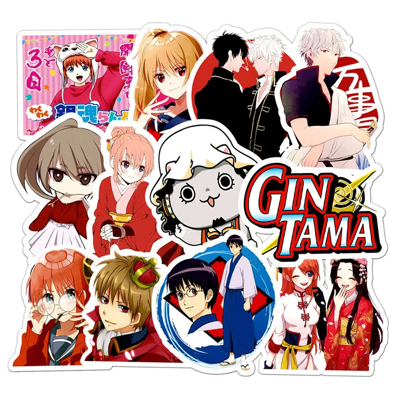 Gintama Anime Cartoon Stickers, Telefone, Tronco, Geladeira, Impermeável, Figura Anime, DIY Toys, Presente, 50pcs