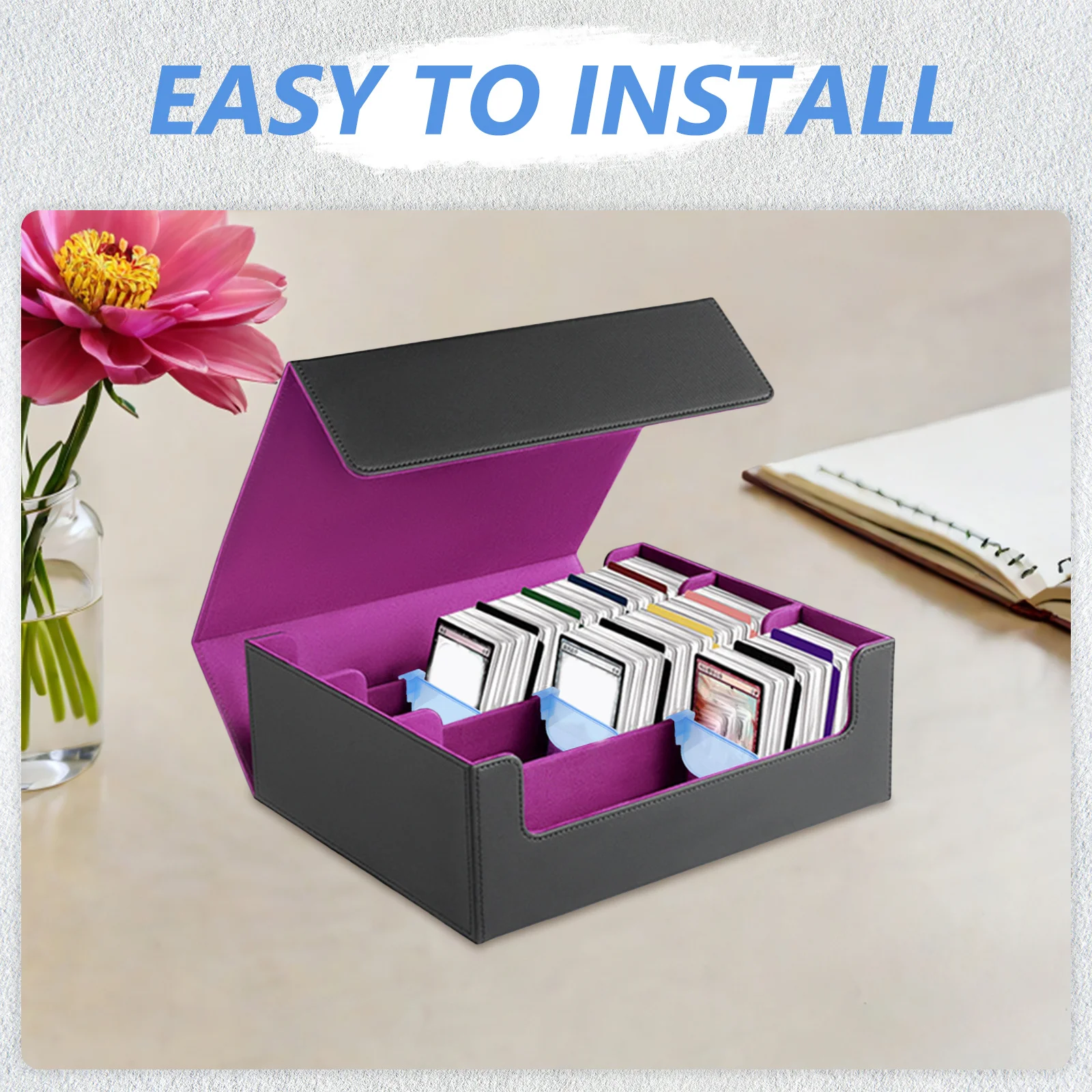 10 قطع من مشابك فواصل البطاقات القابلة للتعديل، حاجز بلاستيكي أزرق قابل لإعادة الاستخدام لتنظيم صندوق بطاقات التداول، حل تخزين مدمج