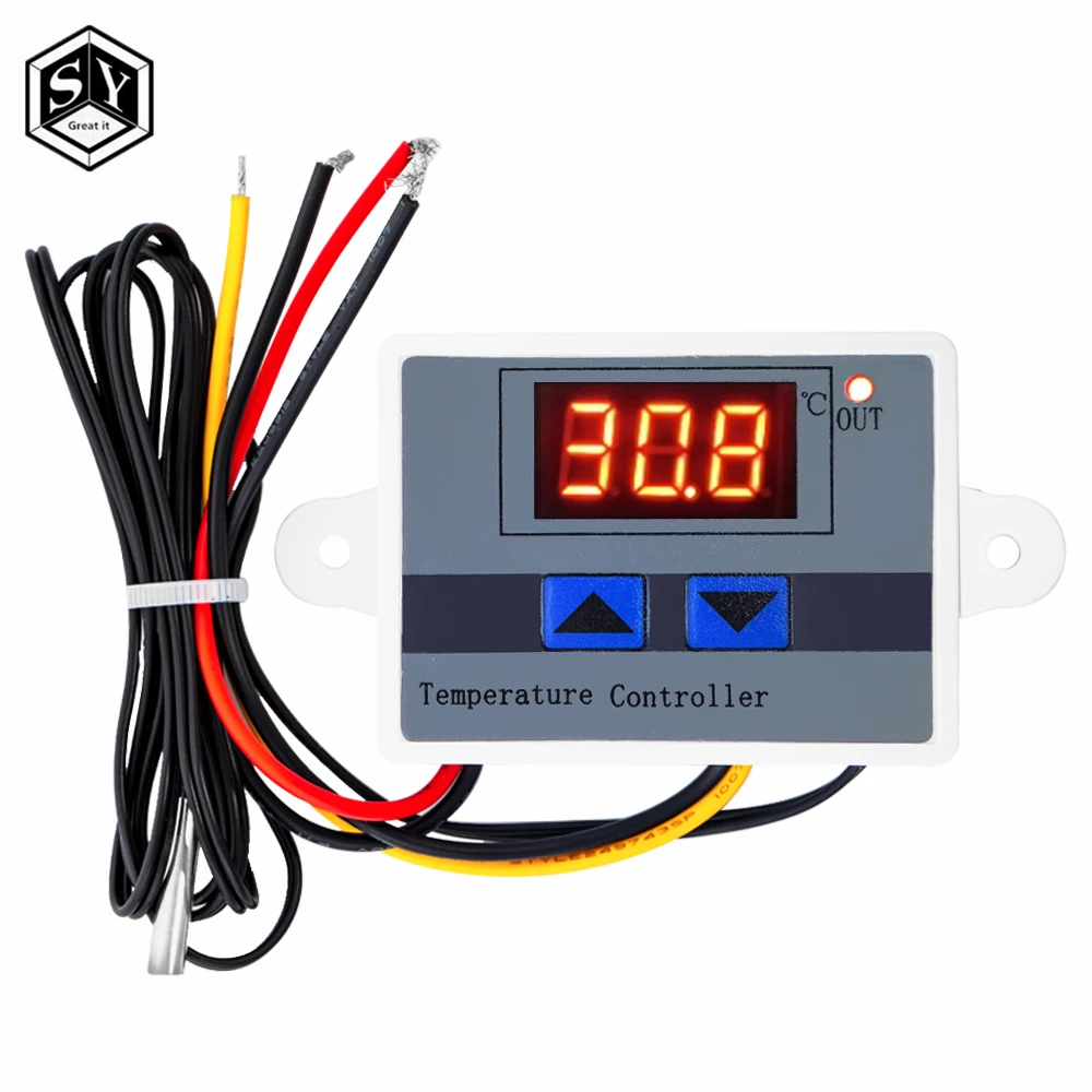 GREAT IT 10A 12V 24V 220VAC Digital LED Temperature Controller XH-W3001 for Arduino Cooling Heating Switch Thermostat NTC Sensor