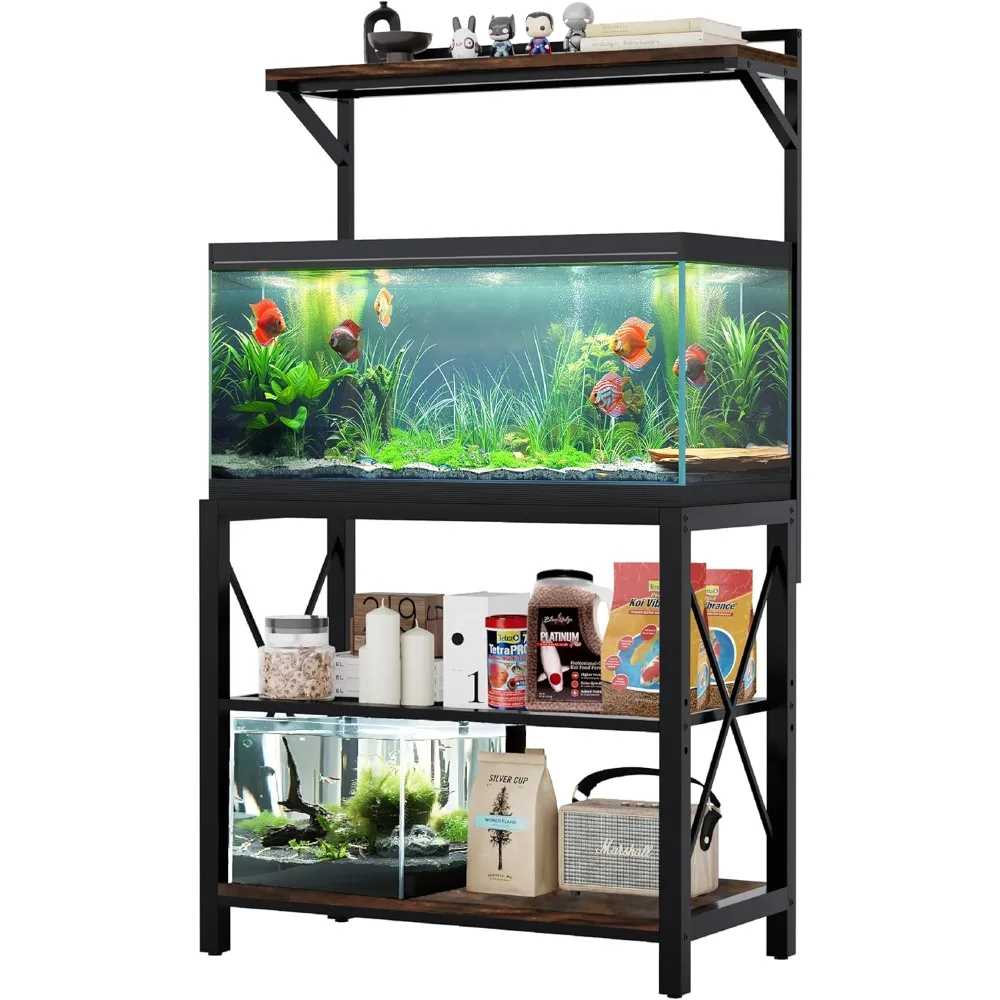

40-50 Gallon Fish Tank Stand, 36.6 x 18.5 Metal Aquarium Stand with Plant Shelf, 4-Shelf Fish Tank Stand for Fish Tank Accessori