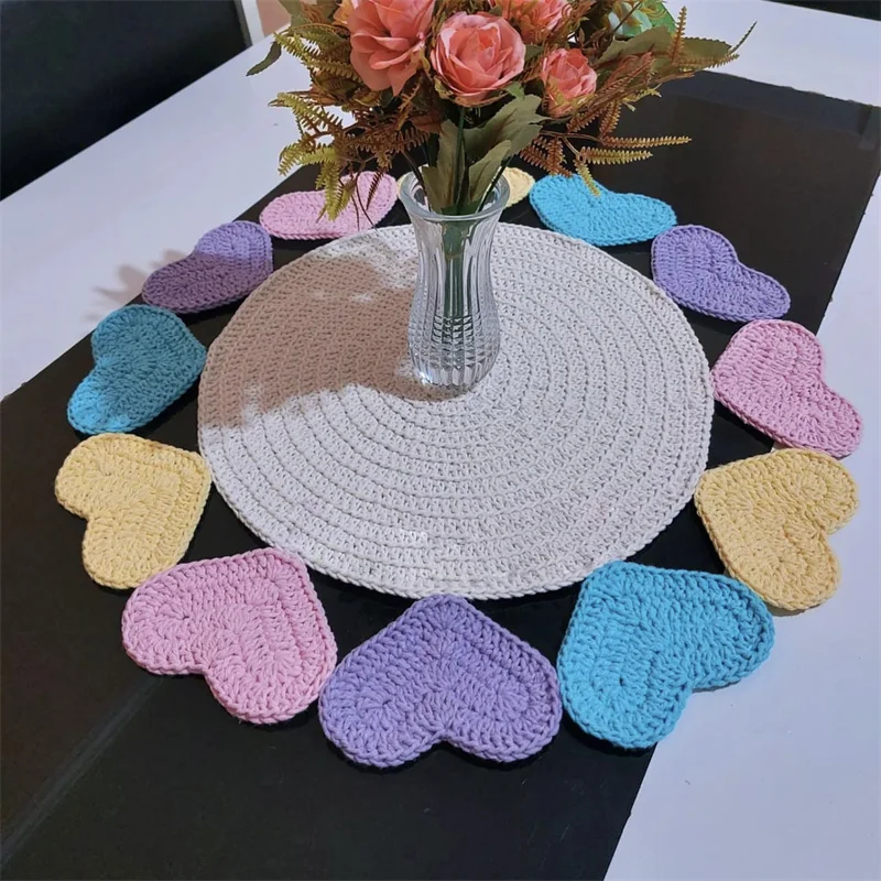 

New knitting table place mat pad crochet placemat wedding Handmade Christmas flower kitchen Table decoration and accessories