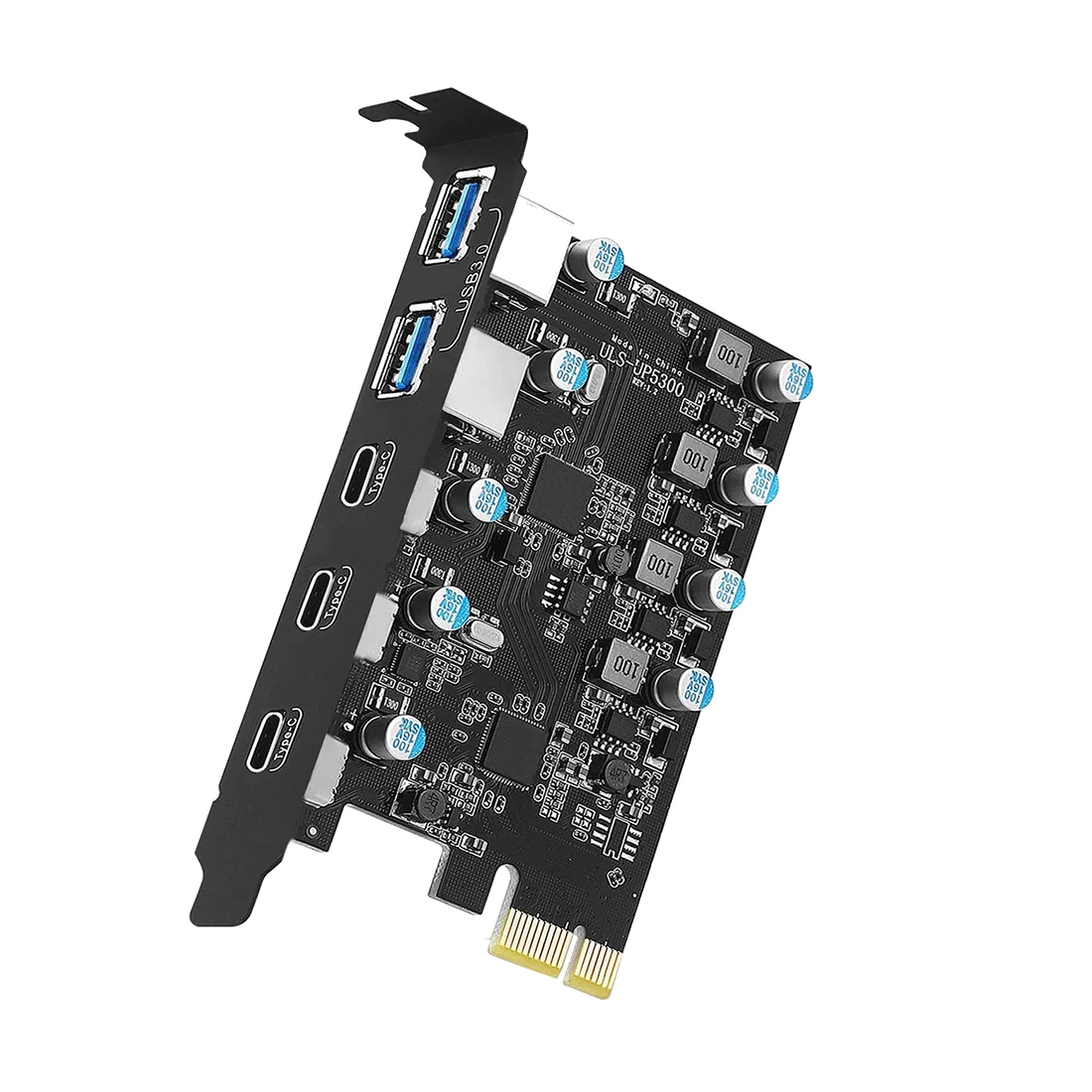 

Плата расширения PCIe на 5 портов (3X USB C,2X USB 3,0-A) PCI Express, плата расширения для Windows 10/8/7 и MAC OS 10.8.2