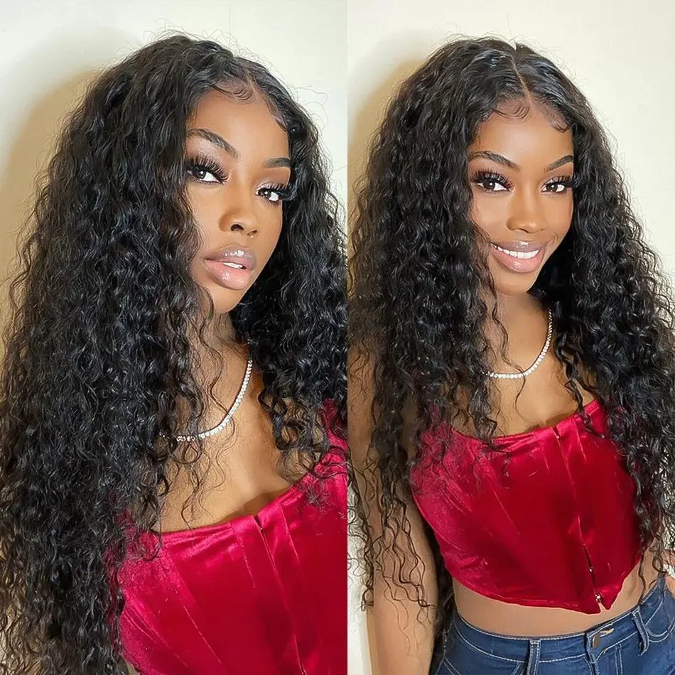 Rosabeauty 13X4 250 Density Deep Wave 13x6 Lace Front Human Hair Wig 40Inch Preplucked Glueless Ready To Go Curly Wig  For Women