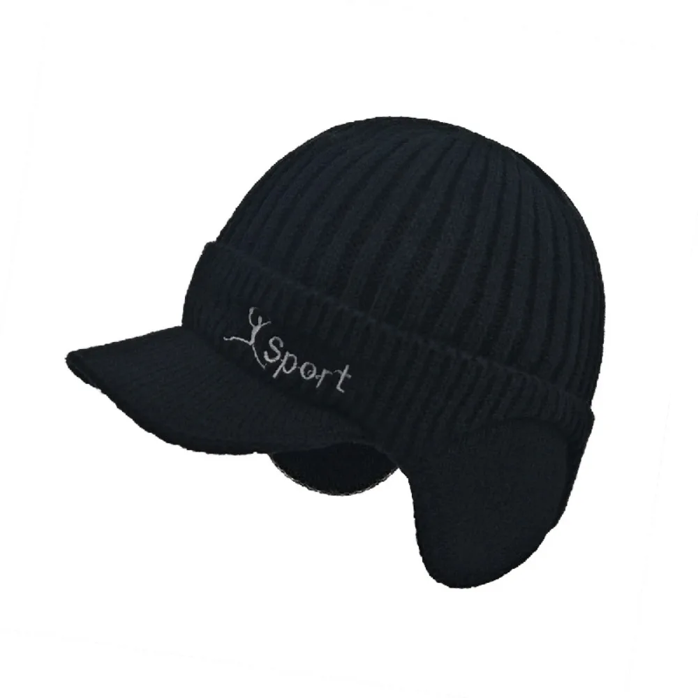 

Simple Solid Color Woollen Ear Protection Cap Earflap Coldproof Knitted Benines Hat Warm Thickened Knitted Baseball Hat Autumn