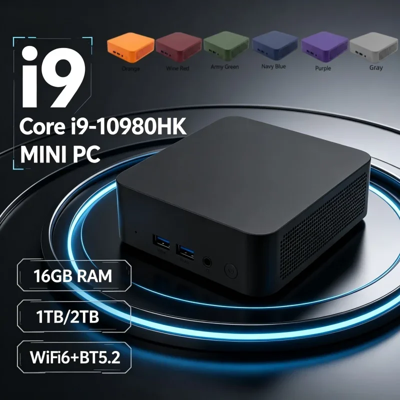 New Hot Intel I9-10980HK 13-Color Mini PC 16GB RAM 1/2TB SSD WiFi6 BT5.2 Win11 4K Gaming Small Desktop