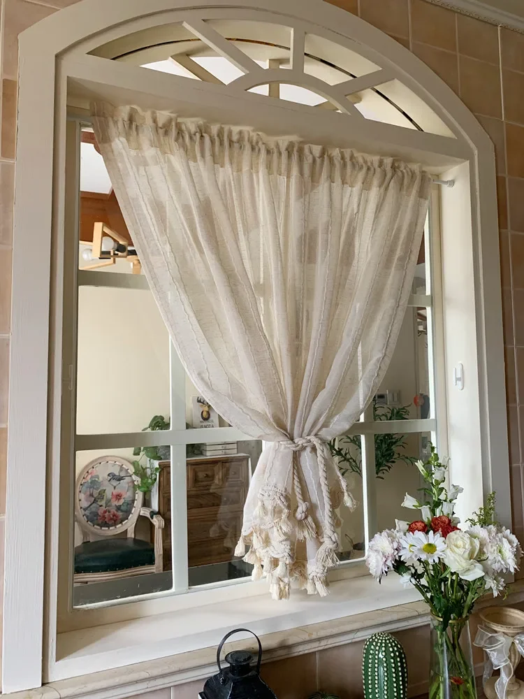 American Nordic Roman Blinds Vertical Linen Lifting Window Tulle Sheer Curtains for Living Room Bedroom Dining Door Kitchen