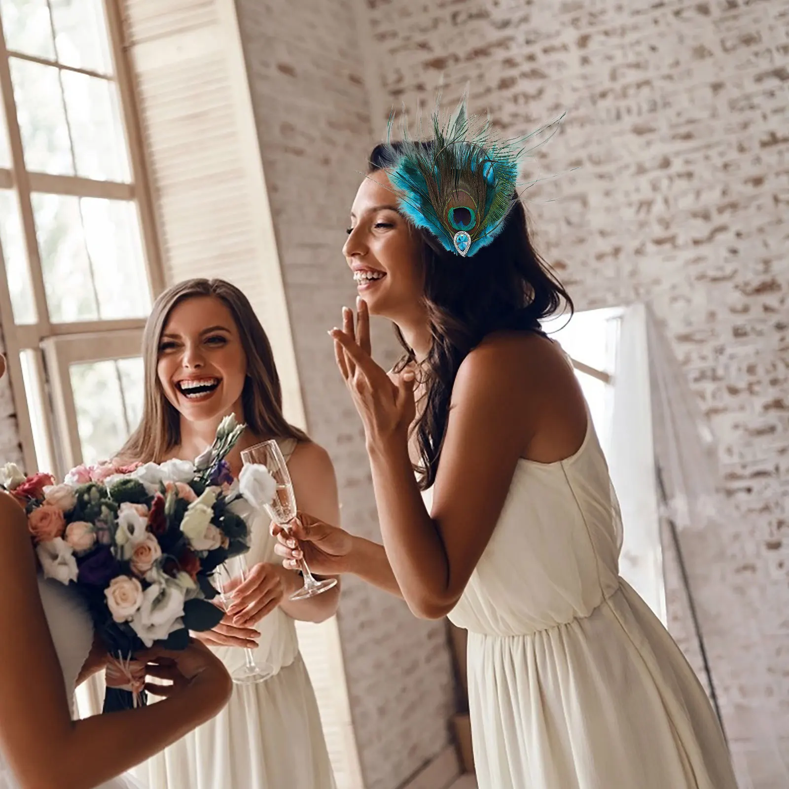 

2 шт., заколки для волос со стразами и павлином, ретро, винтажные аксессуары из искусственного оперения, женские украшения для танцевальной вечеринки, свадьбы, украшения для волос