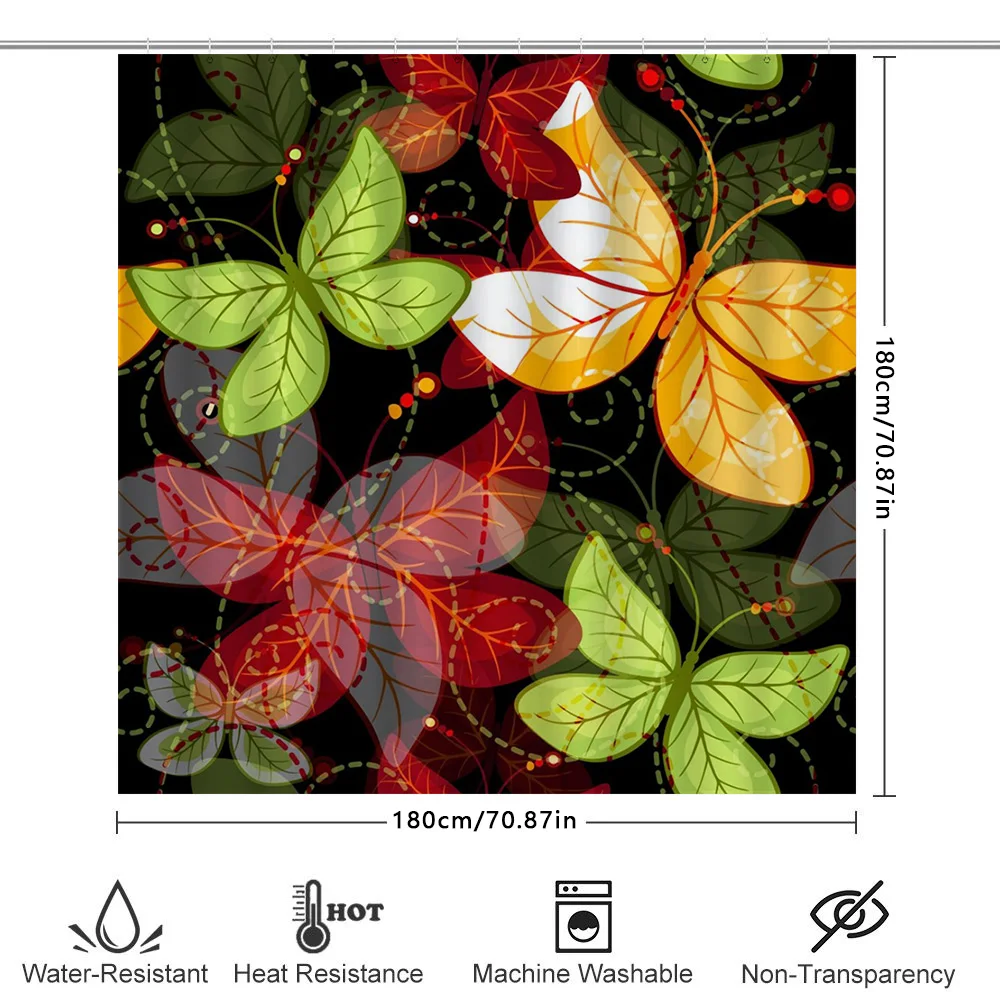 ستارة دش على شكل فراشة ملونة من القماش المقاوم للماء لتزيين الحمام المنزلي ستائر دش مطبوعة بالزهور #6