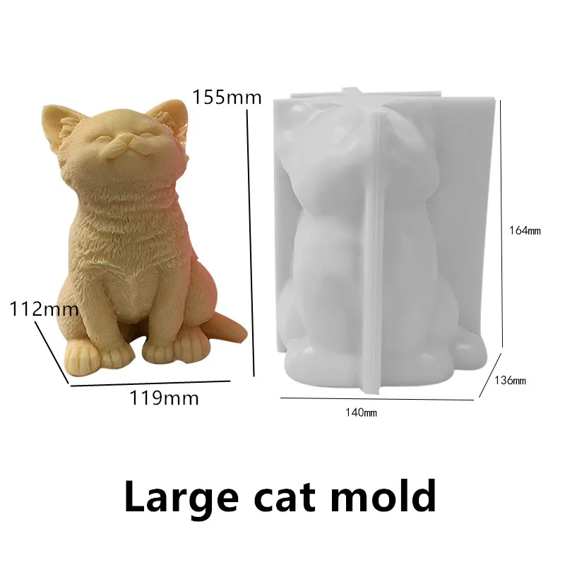 Grote Kat Kaars Mal Teddy Hond Siliconen Kaarsvorm Mooie Dierlijke Gips Hars Zeep Ijs Chocolade Bakvorm Woondecoratie