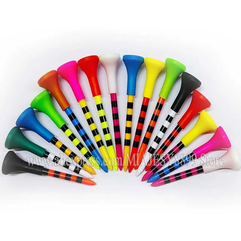 Golf Tee Soft Rubber Sleeve Striped Tee 70mm/83 Long and Short Golf Ball Tee Golf Tee Mixed Color 2024 New